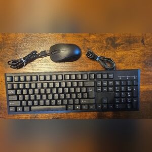 Black Wired Keyboard and Mouse Set